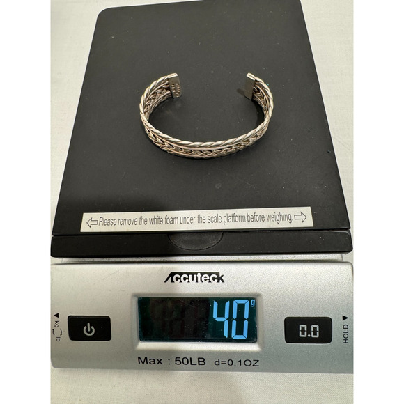 Taxco Sterling Silver Cuff Bracelet Braided Woven Twisted Braid 40 grams Vintage - Picture 4 of 11